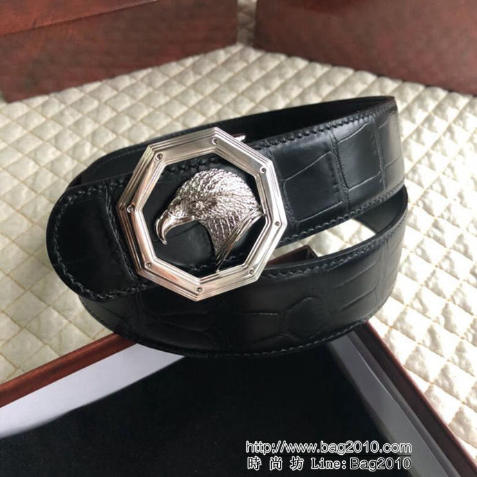 STEFANO RICCI 專櫃款版型 精鋼八角鷹頭扣 頭層牛皮精仿鱷魚皮 男士皮帶  xfp1408